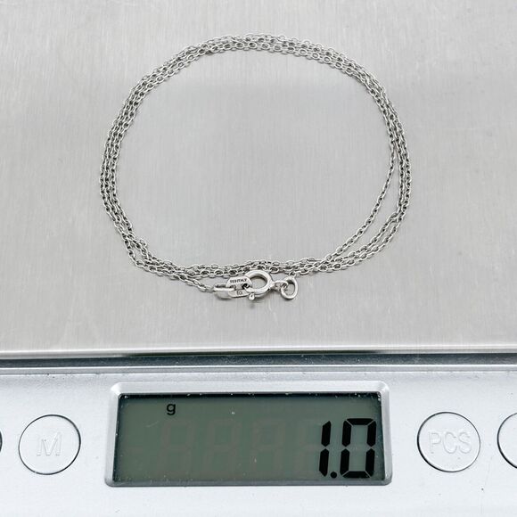 Vintage Italy Ross Simons Sterling Silver 1.1mm Cable Link Chain Necklace 18.5" - Picture 3 of 3